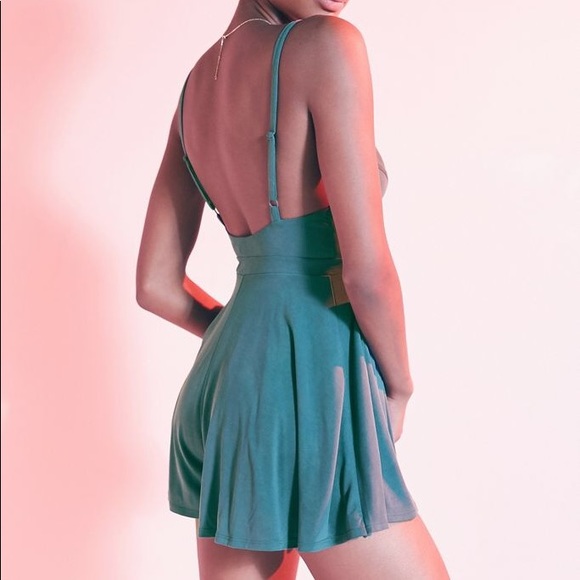 UO Kimchi Blue Veruca Skorted Wrap-Front Romper - Picture 3 of 6